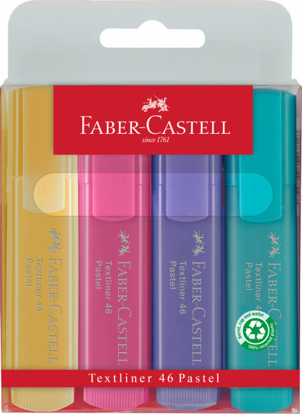 4 Pastell Textmarker Faber-Castell im Etui