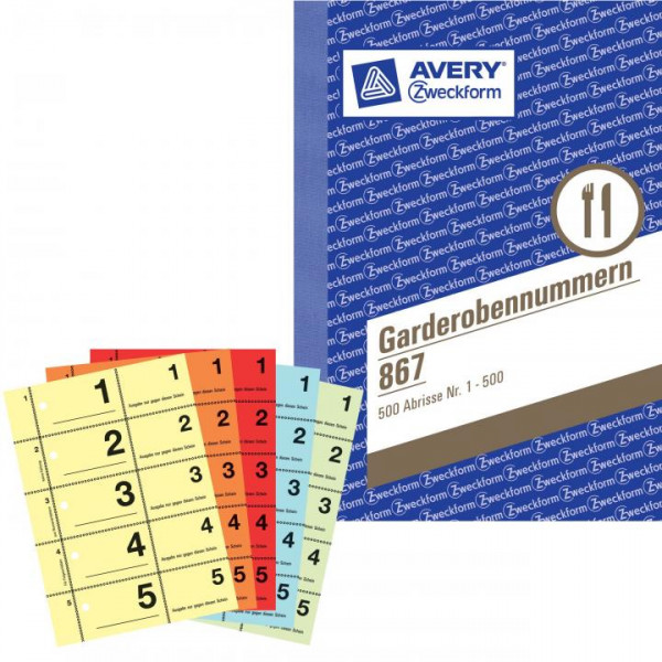 Garderobennummernblock Avery Zweckform