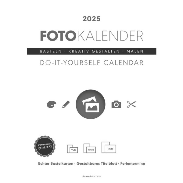 Foto Bastelkalender 21x 22 cm | versch. Farben 2025 weiß