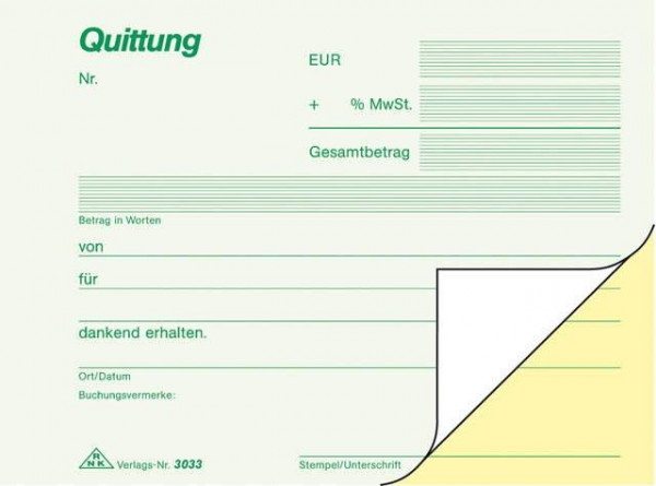 RNK 3033 Quittungsblock