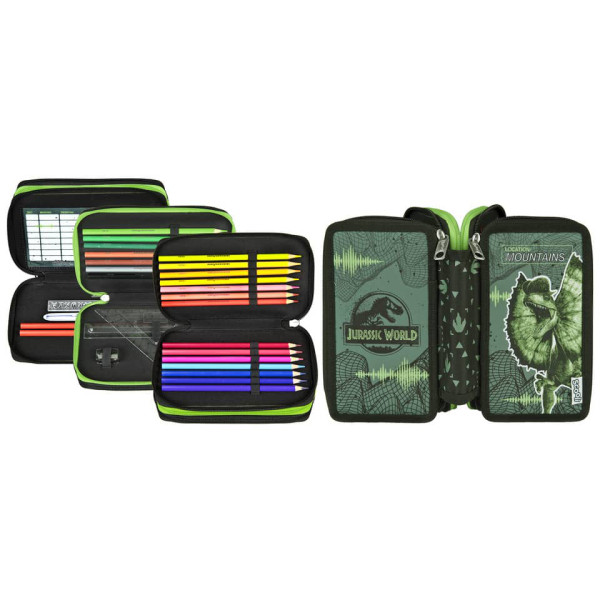 Scooli Federtasche Jurassic World 3 Fächer gefüllt