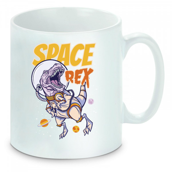 Tasse einfarbig Dino - T-Rex in Space