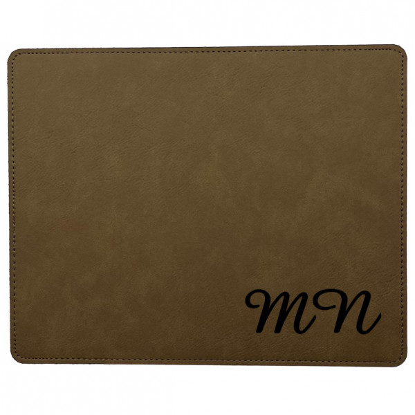 Mousepad Kunstleder rechteckig 25x20 cm beige personalisierbar in schwarz