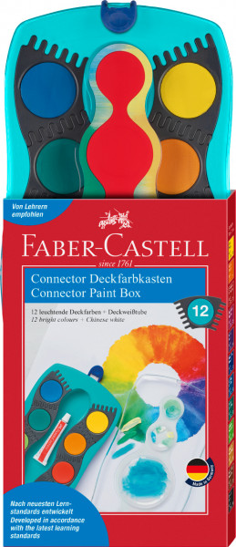 FABER-CASTELL Connector Farbkasten 12 Farben türkis
