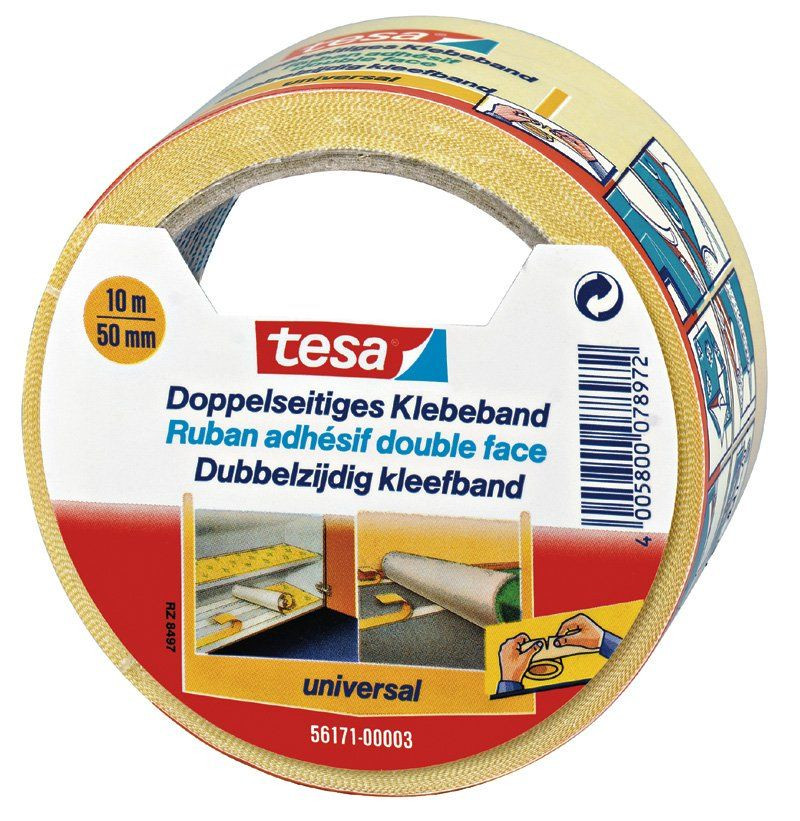 tesa doppelseitiges Klebeband Verlegeband 10m x 50mm