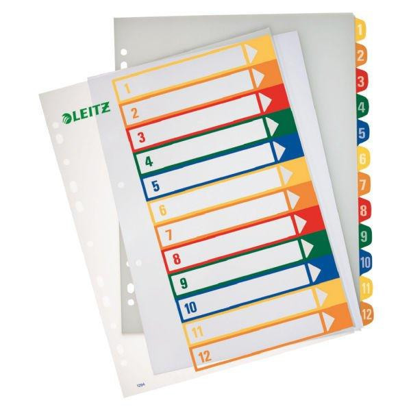 LEITZ Plastikregister A4 bedruckbar 12 Blatt farbig