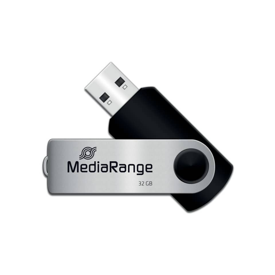 MediaRange USB-Stick 32 GB USB 2.0 Drehkappe Schwarz-Silber - Kompakt & Schnell - Bild 9