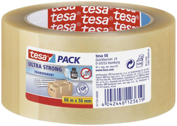 tesa Verpackungsklebeband tesapack® Ultra Strong 66 m x 50 mm, transparent