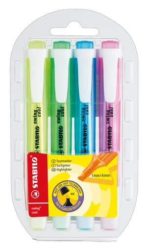 4 Textmarker STABILO swing cool im Etui