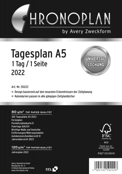 Chronoplan 50222 Tagesplan A5