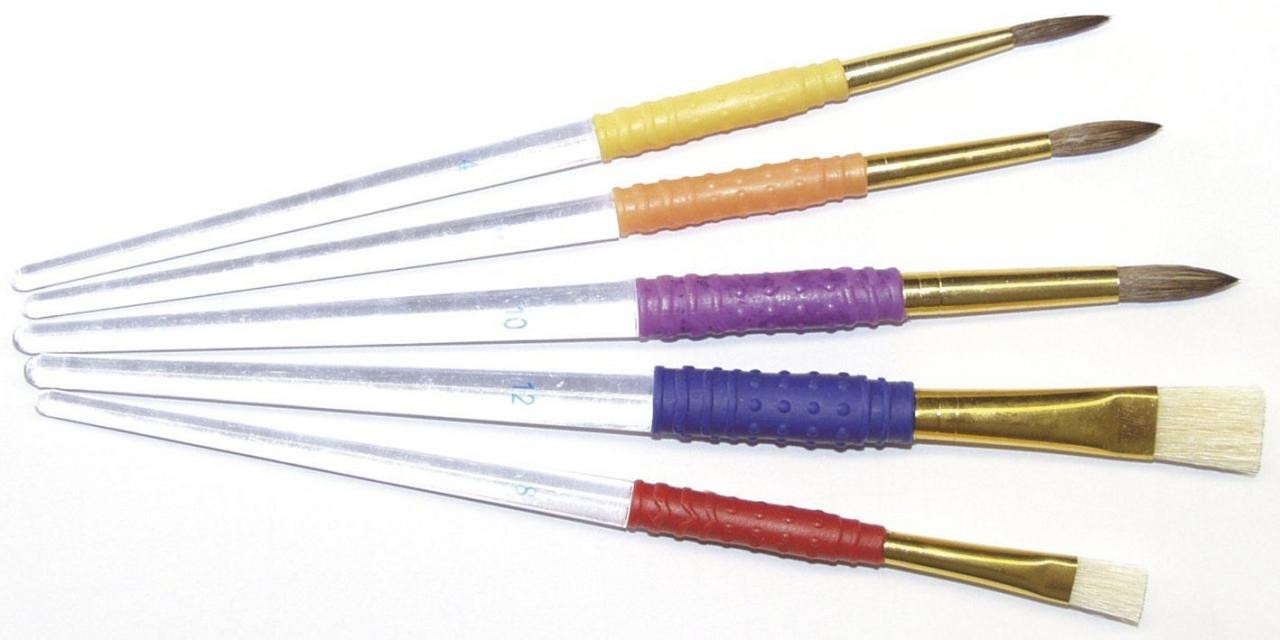 5er Pinselset mit Gummigriff Haarpinsel + Borstenpinsel