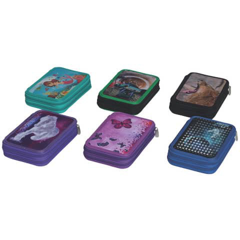 Federtasche Federmäppchen gefüllt 23-teilig versch. Motive