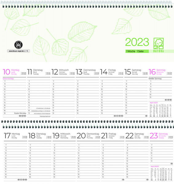 Zettler Tischquerkalender 146 Recycling 2023 1 Woche 1 Seite