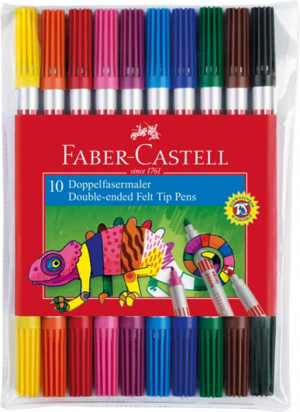 10 Duo Filzstifte Faber-Castell dicke+dünne Spitze