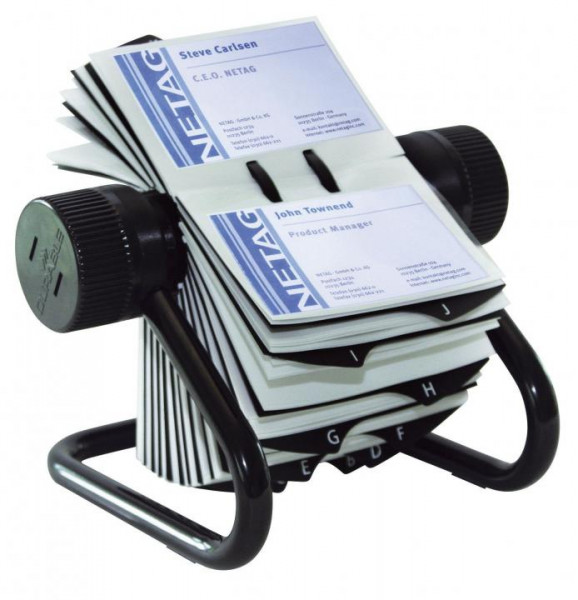 DURABLE VISIFIX Rollkartei inkl. 200 Hüllen und 25tlg. Register für 400 Visitenkarten 104 x 72 mm