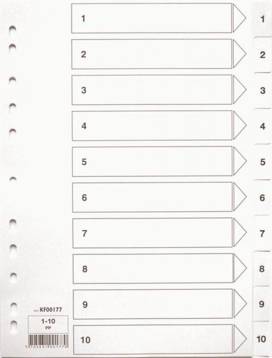 Q-Connect Weiss Ordner Zubehör, Zahlenregister Aus Kunststoff 1-20, A4, - Image 3