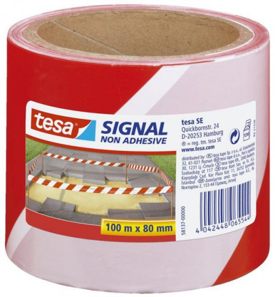 tesa Signal Absperrband rot weiß 100m x 8 cm