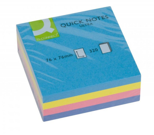 Q-CONNECT Haftnotiz-Würfel mit 320 Blatt Ultrafarben