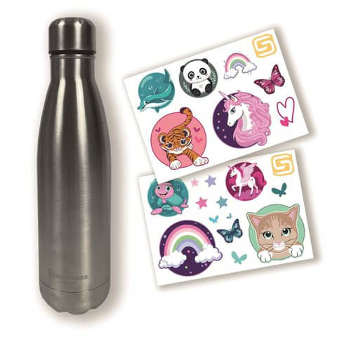 Trinkflasche 500ml Edelstahl mit Sticker girls | personalisierbar