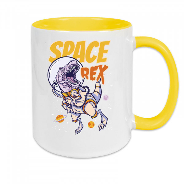 Tasse zweifarbig Dino - T-Rex in Space