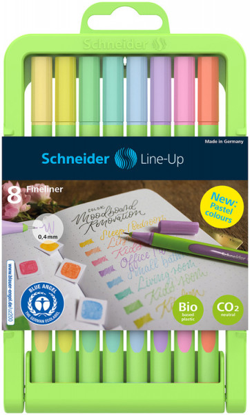 8 Fineliner mit Dreikantschaft pastell Schneider