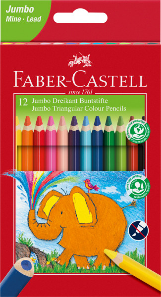 12 dicke & dreieckige FABER CASTEL Jumbo Buntstifte