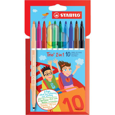 10 Filzstifte dick & dünn STABILO Trio 2 in 1