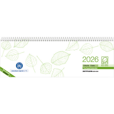 Zettler Tischquerkalender 146 Recycling 2026 1 Woche 1 Seite