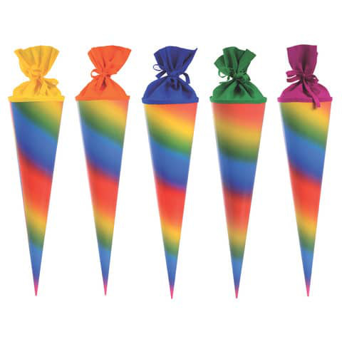Bastelschultüte Rohling 70 cm mit Filz, Regenbogen