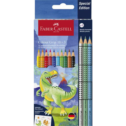 13 Buntstifte dünn, dreieckig | Faber-Castell GRIP Dino