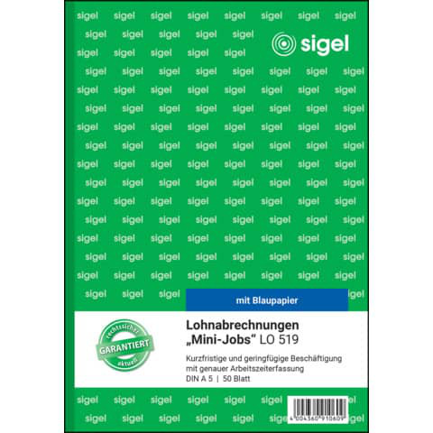 SIGEL Mini Job Lohn- & Gehaltsabrechnung LO519 A5