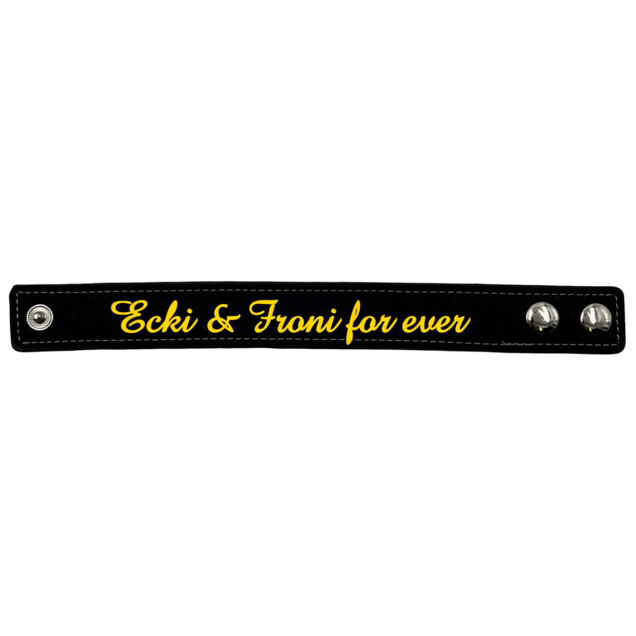 Armband Kunstleder schmal schwarz personalisierbar in golden