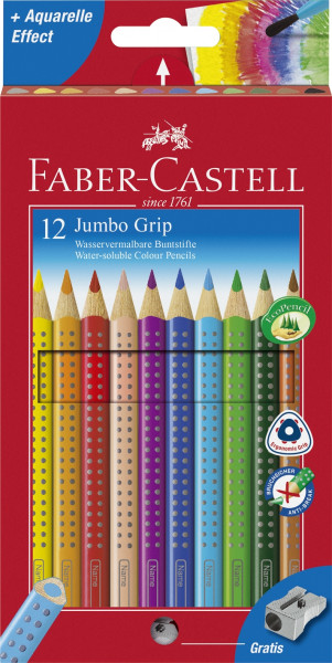 Dicke Farbstifte Jumbo Grip mit Spitzer 12er Etui