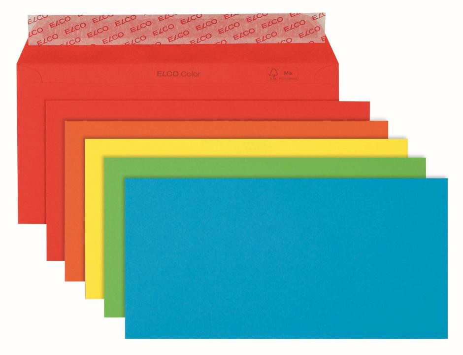 Elco Office Briefumschläge 5 Farben DIN lang ohne Fenster