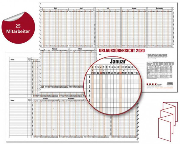Guss 12 55 Urlaubsplaner 2020 Fur 25 Mitarbeiter Paper Markt