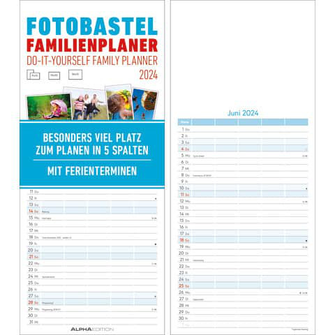 Foto Bastelkalender Familienplaner | 5 Spalten | 21x45 cm | 2024