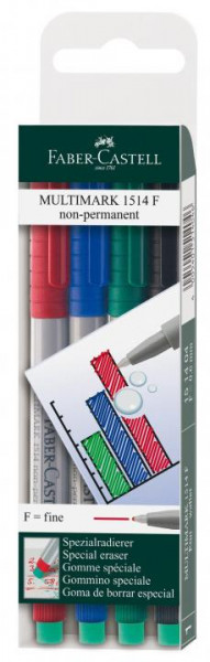 4 Folienstifte Faber Castell Multimark non permanent F