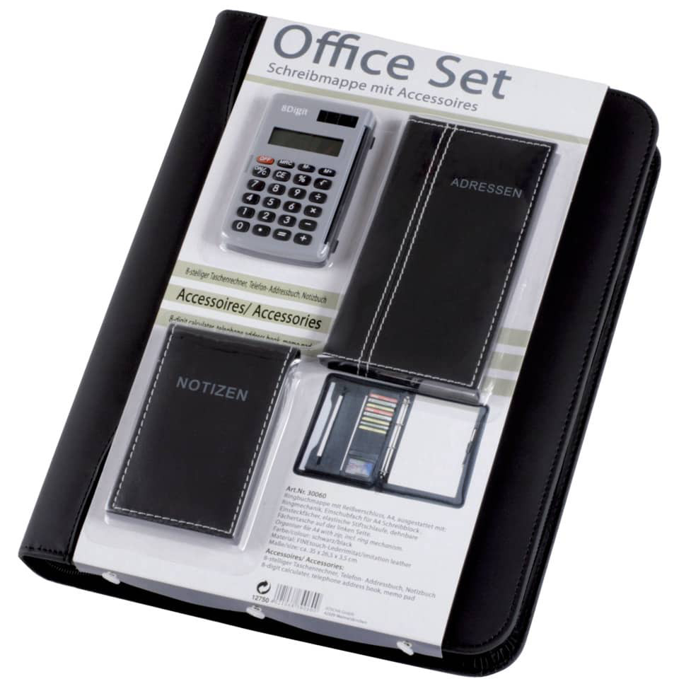 Alassio® Ringbuchmappe Office Set - A4, Lederimitat, Schwarz - Image 2