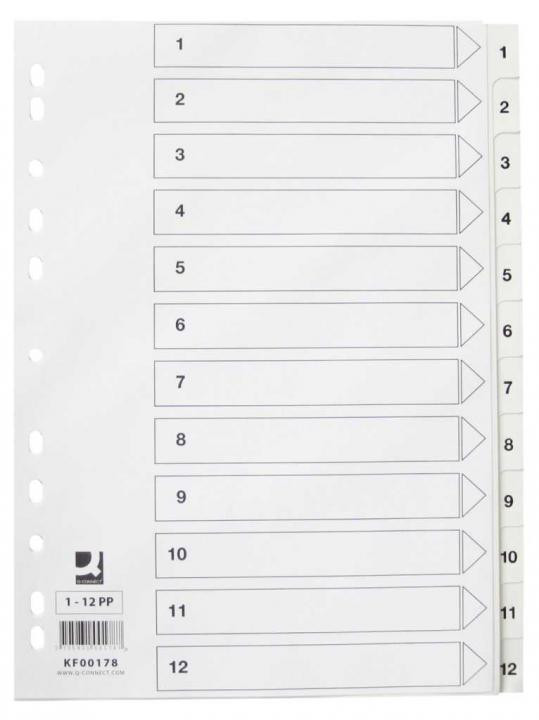 Tonerpartner Not_specified Q-Connect Register 1-12, A4, Plastik, Weiß - Image 4