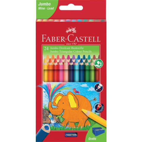 24 dicke & dreieckige FABER CASTEL Jumbo Buntstifte