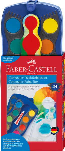 Faber-Castell CONNECTOR Farbkasten blau 24 Farben inkl. Deckweiß_1