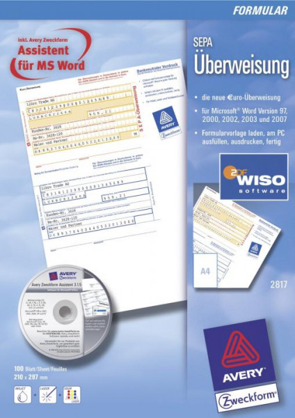 Sepa Uberweisung Avery Zweckform 2817 Paper Markt Buroartikel Schulbedarf Burobedarf