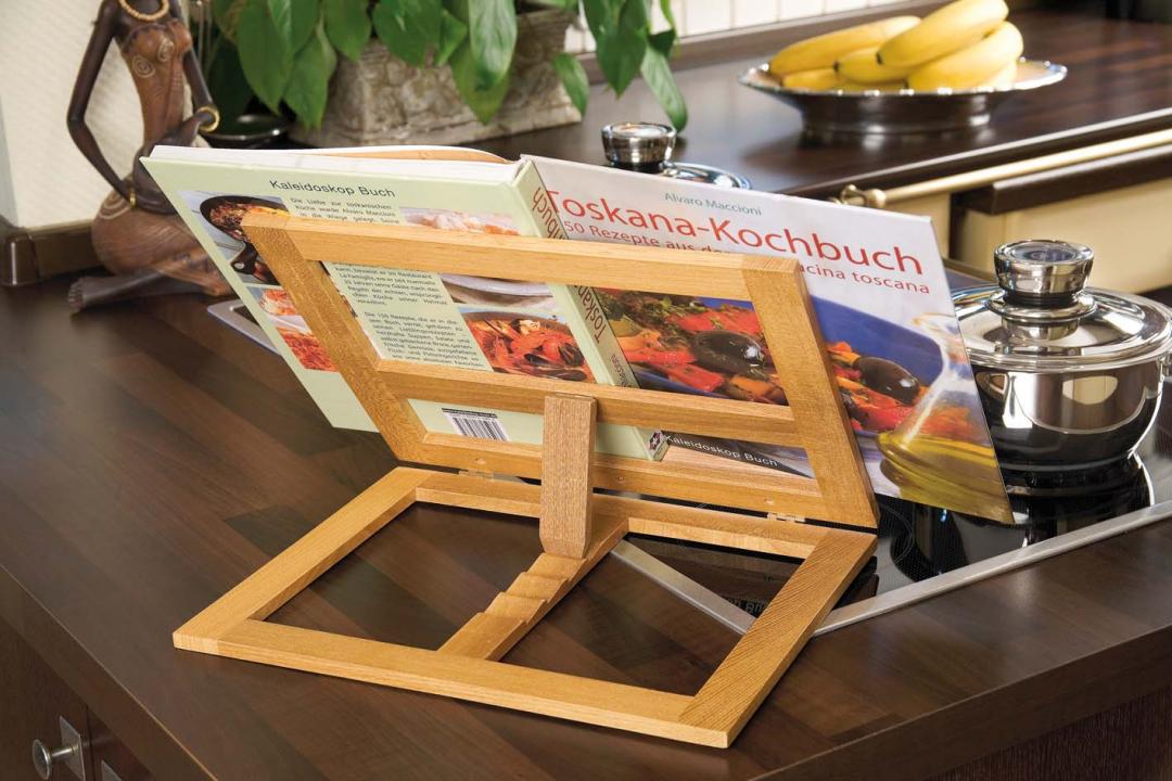 Buchstnder aus Bambus Holz 4fach verstellbar