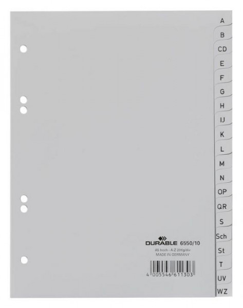 DURABLE Register A-Z grau DIN A5 volldeckend 20 Blatt